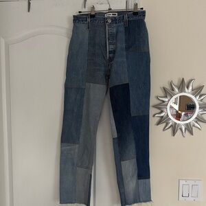 Re/Done Levi’s Ladies Multi Blue Patchwork Ankle Jeans-25